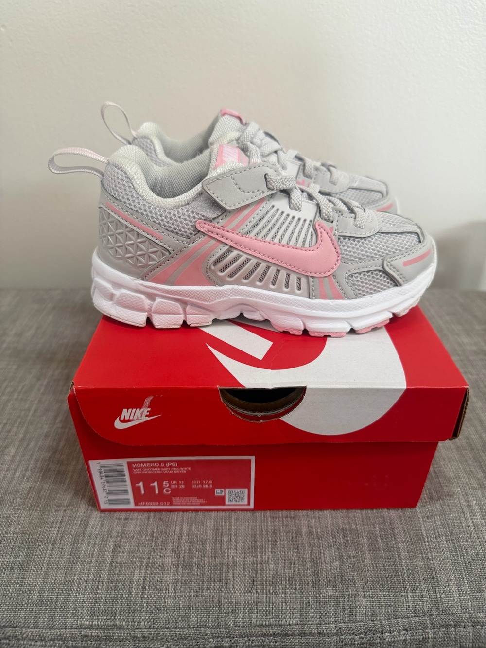 Nike Kids' Vomero 5 Grey & Pink Athletic Sneakers
